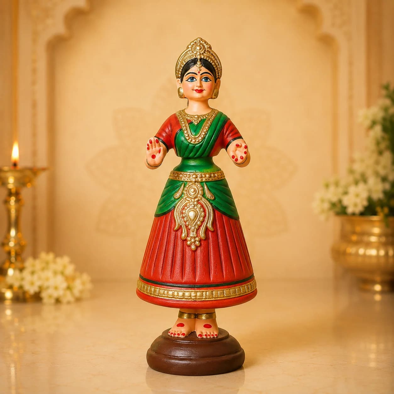 Tanjore Dancing Doll - 11 Inch (Red)